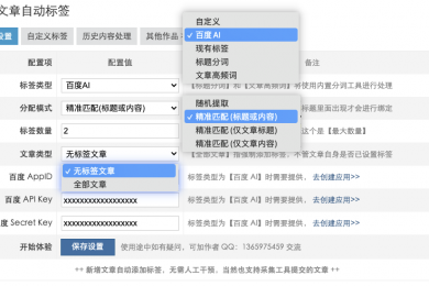 文章自动标签(百度AI+标签库+匹配导入)